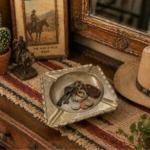 Vintage Brass Bamboo Accent Ashtray